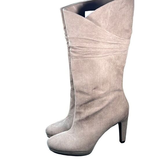 Mootsies Tootsies Women's Mid-Calf Punchie Heeled Tan Boots Size 9 - Picture 1 of 13